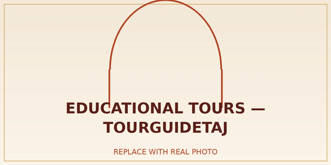 Students on a guided walk through the Taj Mahal complex