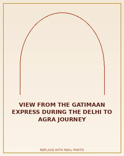 View from the Gatimaan Express during the Delhi to Agra journey