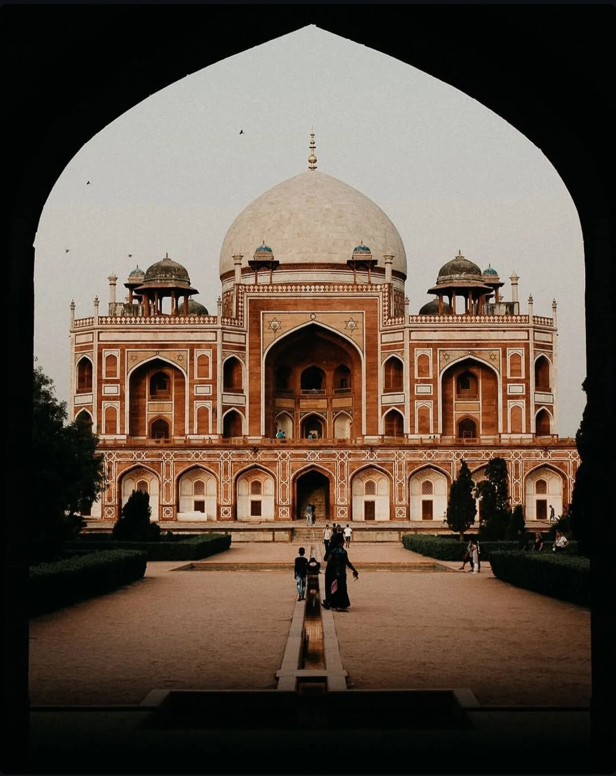 Humayun's Tomb and the domes of New Delhi at golden hour